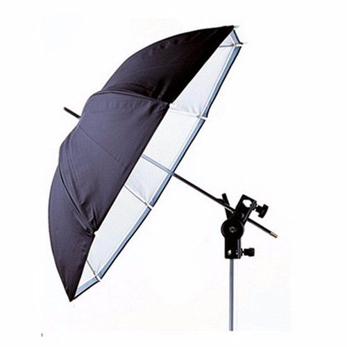 2-in-1 Double-layer Studio Flash White Umbrella with Silver / Black Cover