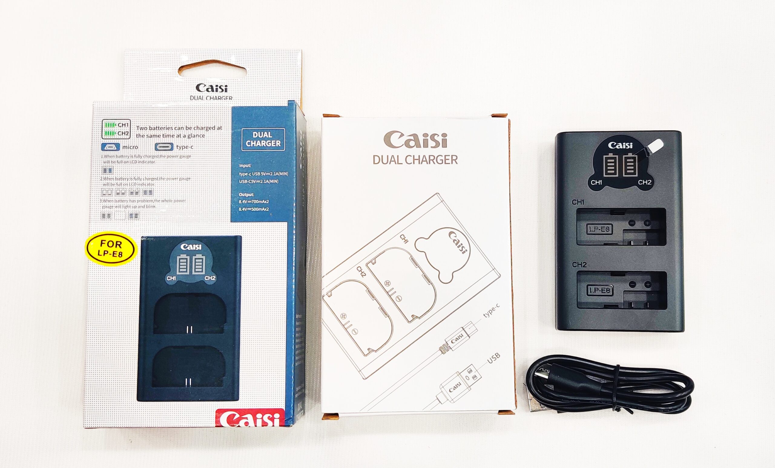 Caisi Dual Charger For Canon Lp-E8 Battery