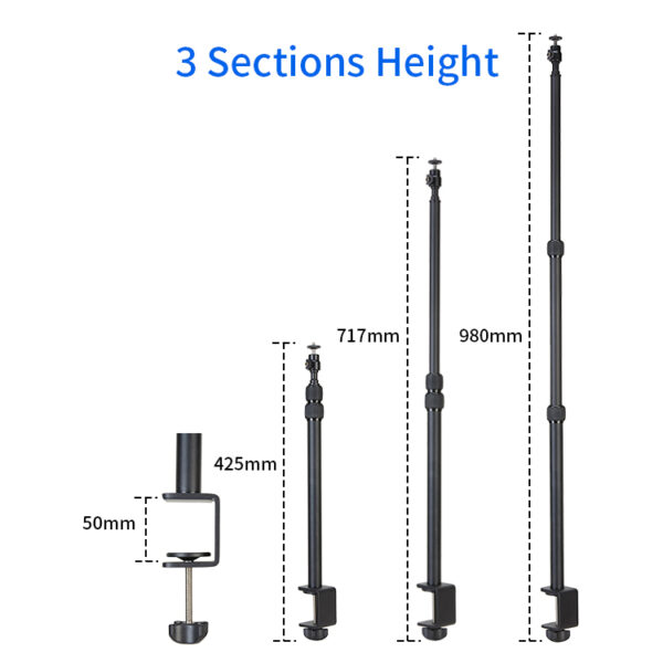 Jmary MT49 Light Stand Tabletop C Clamp Desk Mount Table Stand Table Tripod for Camera, Ring Light, Streaming, Photo Video Shooting