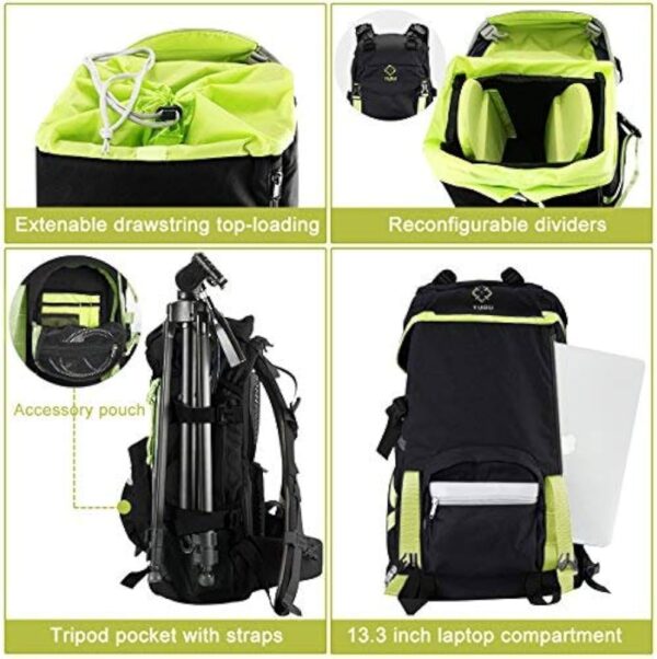 TUBU 6128 Large Travel Waterproof Camera Backpack