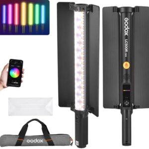 Godox LC500R Mini RGB LED Light Stick Lighting Adjustable 360° Full Color with Barndoor