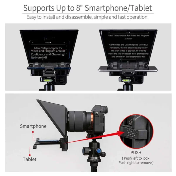 FEELWORLD TP2A Portable 8" Teleprompter supports Tablet Prompting Smartphone DSLR Shooting