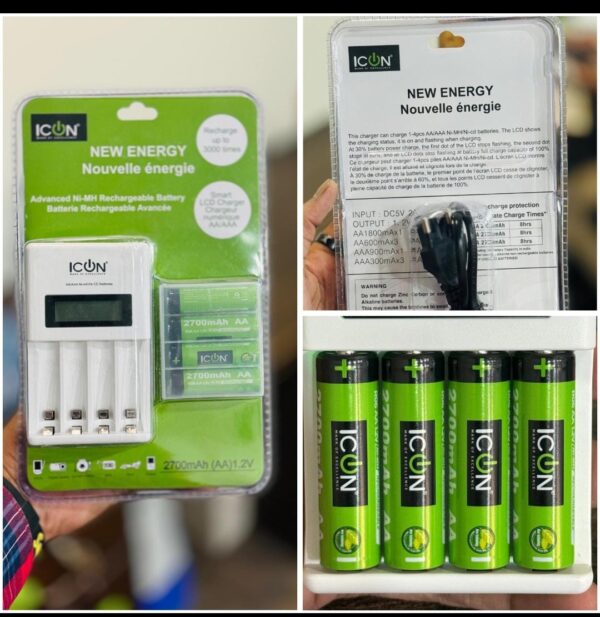 ICON Quick LCD AA and AAA Cell Charger with 2700Mah Cell