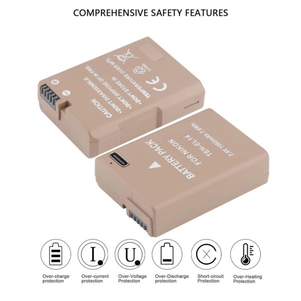 Caisi A+ Battery Nikon EL EL 14a with C type Charging Port (950mah)