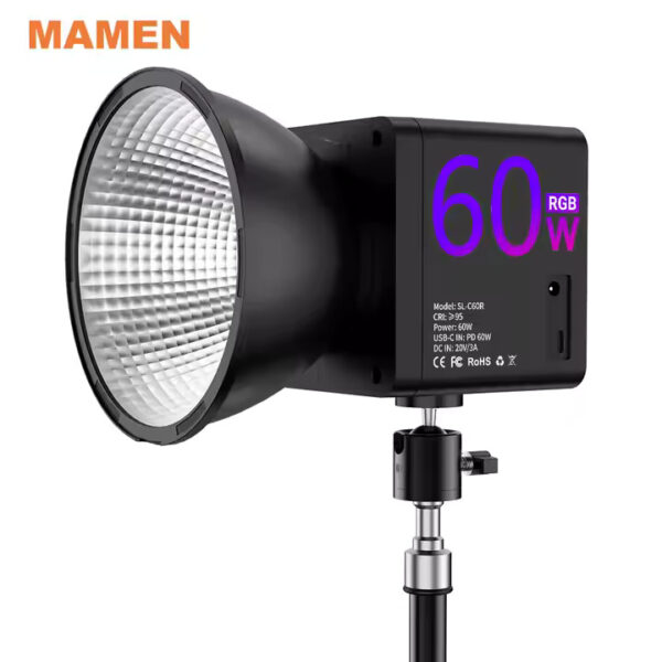 Mamen SL-C60R LED Video BI Color +RGB Light With Built In Battery Power Portable Cob Photography Light