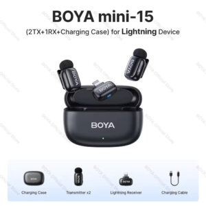 BOYA Mini 15 For I Phone IOS Dual Wireless Microphone With Charging Case With 3 Year Warranty