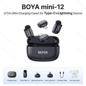 BOYA Mini 14 For ( Andriod Type C and I phone IOS ) Dual Wireless Microphone With Charging Case With 3 Year Warranty