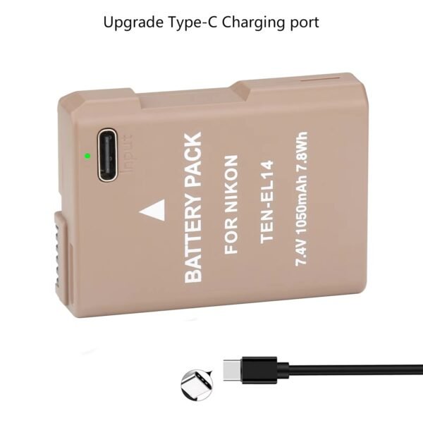 Caisi A+ Battery Nikon EL EL 14a with C type Charging Port (950mah) - image 5