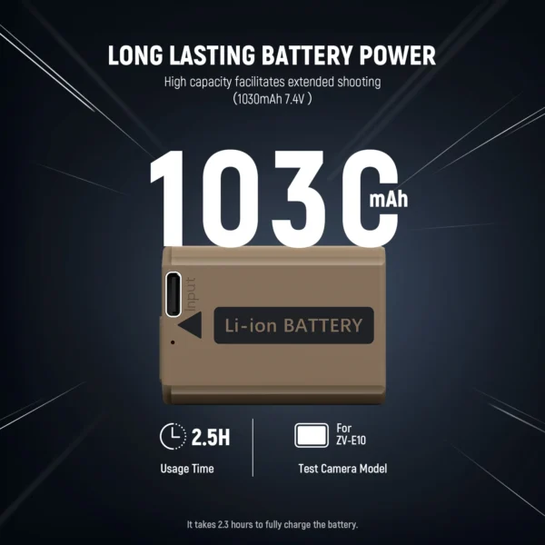 Caisi NP-FW50 1030mAh Replacement Camera Battery For Sony Alpha a6500, a6300, a6400 a6000, a7s, a7, a7s ii, a7s, a5100, a5000, a7r, a7 ii Digital Camera - image 6