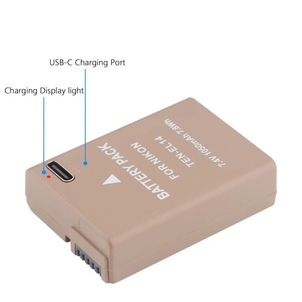 Caisi A+ Battery Nikon EL EL 14a with C type Charging Port (950mah) - image 3