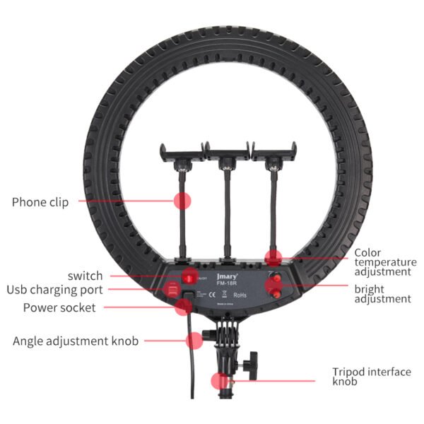 Jmary Ring Light FM-18R 18″Inch With Jmary MT-75 Stand - image 5