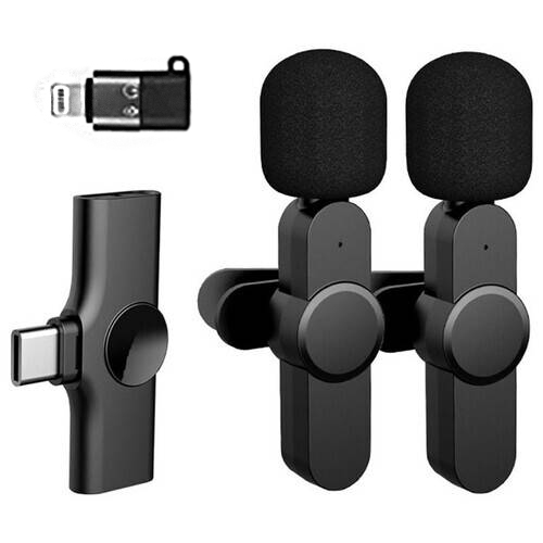Dual K9 Wireless Lavalier Colar Microphone For (C-Type) & (iphone)