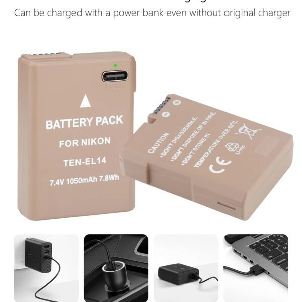 Caisi A+ Battery Nikon EL EL 14a with C type Charging Port (950mah) - image 2