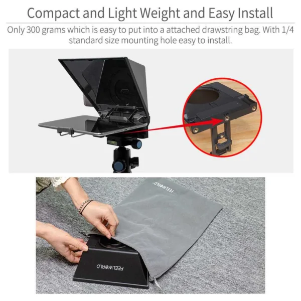 FEELWORLD TP2A Portable 8″ Teleprompter supports Tablet Prompting Smartphone DSLR Shooting - image 3