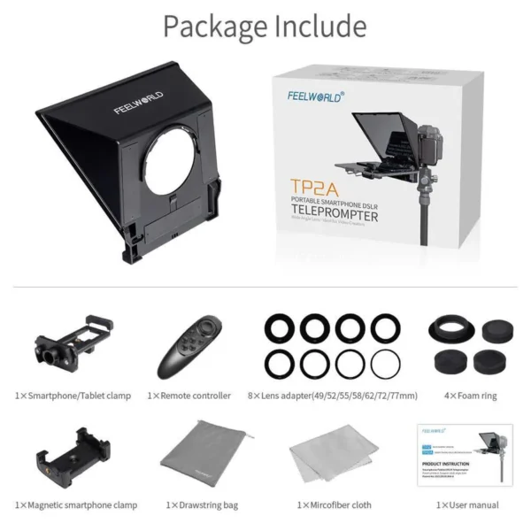 FEELWORLD TP2A Portable 8″ Teleprompter supports Tablet Prompting Smartphone DSLR Shooting - image 2