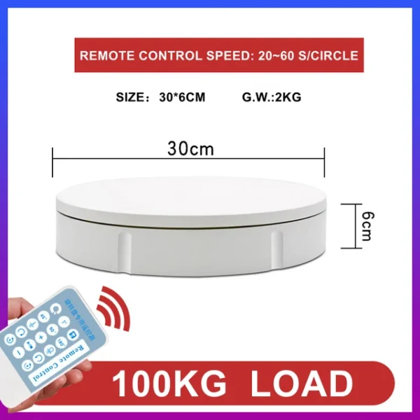 360 Rotating Table 30cm for Products  Photography ( White ) - image 2