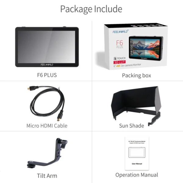 FEELWORLD F6 PLUS 6 inch small Touch Screen 3D LUT Camera DSLR Field Monitor 1920×1080 HD 4K HDMI - image 4