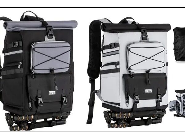 Elviros Camera Bag for SLR D-SLR, 24L Waterproof Camera Backpack with Rain Cover