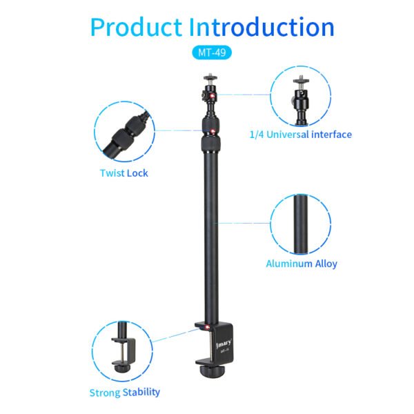 Jmary MT49 Light Stand Tabletop C Clamp Desk Mount Table Stand Table Tripod for Camera, Ring Light, Streaming, Photo Video Shooting - image 7