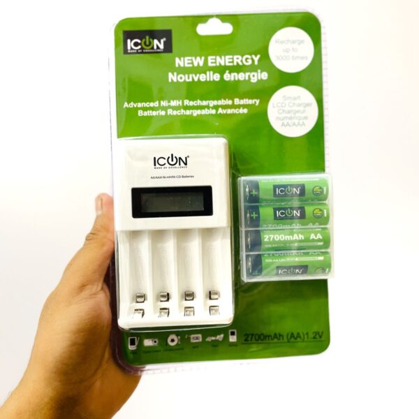 ICON Quick LCD AA and AAA Cell Charger with 2700Mah Cell