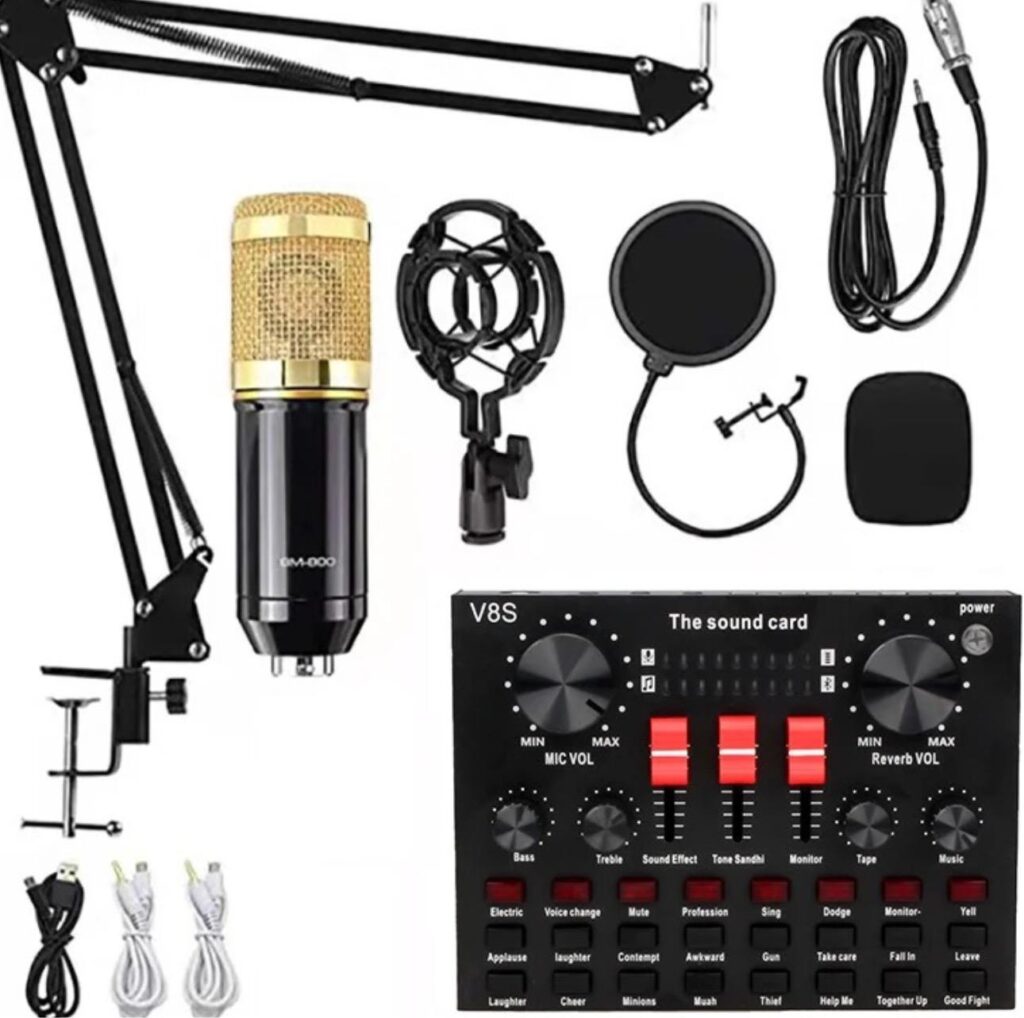 Professional Condenser Microphone BM 800 with Live USB Mixer Sound Card For Podcast Interview