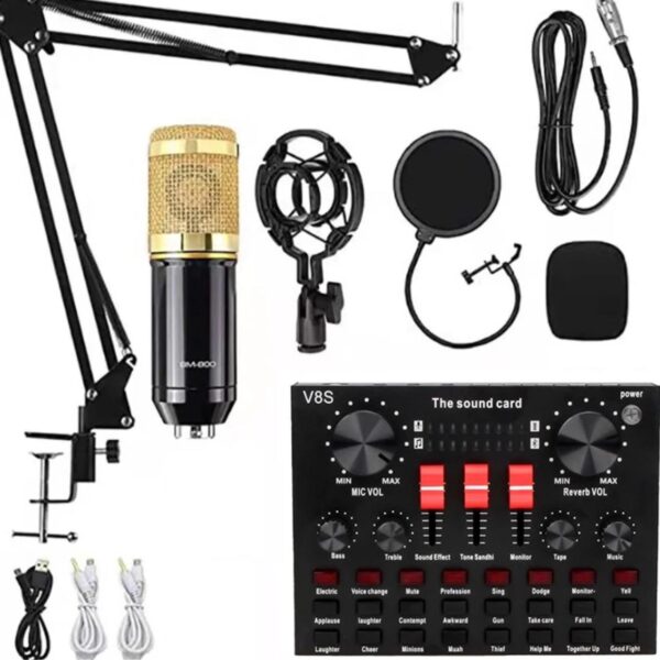 Professional Condenser Microphone BM 800 with Live USB Mixer Sound Card For Podcast Interview