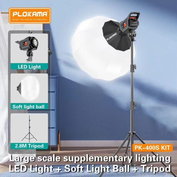 Plokama PK-400s Video Light Kit for Professional Photography & Videography  Spotlights Fill Light 2700K-6500K  With 65cm Lantern Box And Light Stand