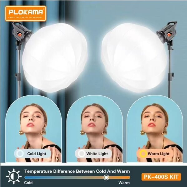 Plokama PK-400s Video Light Kit for Professional Photography & Videography  Spotlights Fill Light 2700K-6500K  With 65cm Lantern Box And Light Stand - image 2