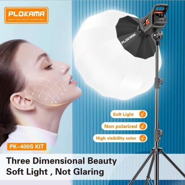 Plokama PK-400s Video Light Kit for Professional Photography & Videography  Spotlights Fill Light 2700K-6500K  With 65cm Lantern Box And Light Stand - image 3