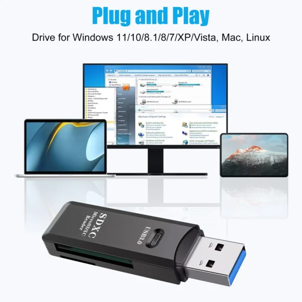 USB 3.0 Card Reader, Supports SD/Micro SD/SDHC/SDXC/MMC, Mini Camera Flash Reader Compatible with Windows, Mac, Linux - image 5