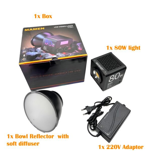 Mamen SL-C80R LED Video BI Color +RGB Light With Built In Battery Power Portable Cob Photography Light ( Bowen Mount Including ) - image 2