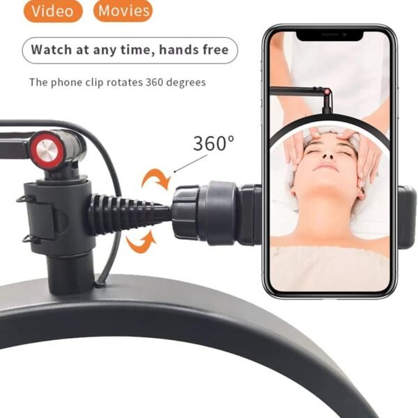 LED HD-M2X Half-Moon Shaped Fill Light 3000K-6000K Dimmable Light with Adjustable Metal Light Stand Phone Holder for Beauty Salon Makeup Live Streaming Bedside Light - image 7