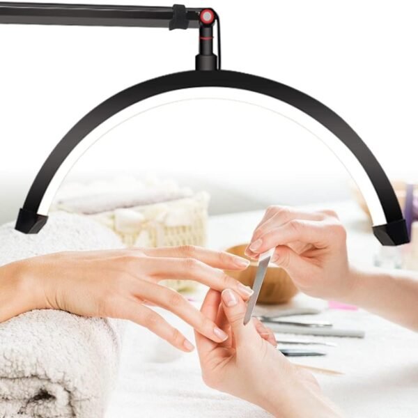LED HD-M2X Half-Moon Shaped Fill Light 3000K-6000K Dimmable Light with Adjustable Metal Light Stand Phone Holder for Beauty Salon Makeup Live Streaming Bedside Light - image 6