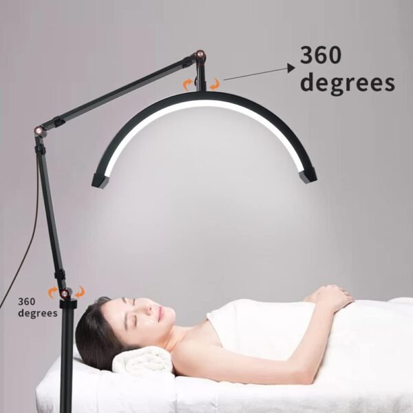 LED HD-M2X Half-Moon Shaped Fill Light 3000K-6000K Dimmable Light with Adjustable Metal Light Stand Phone Holder for Beauty Salon Makeup Live Streaming Bedside Light - image 4