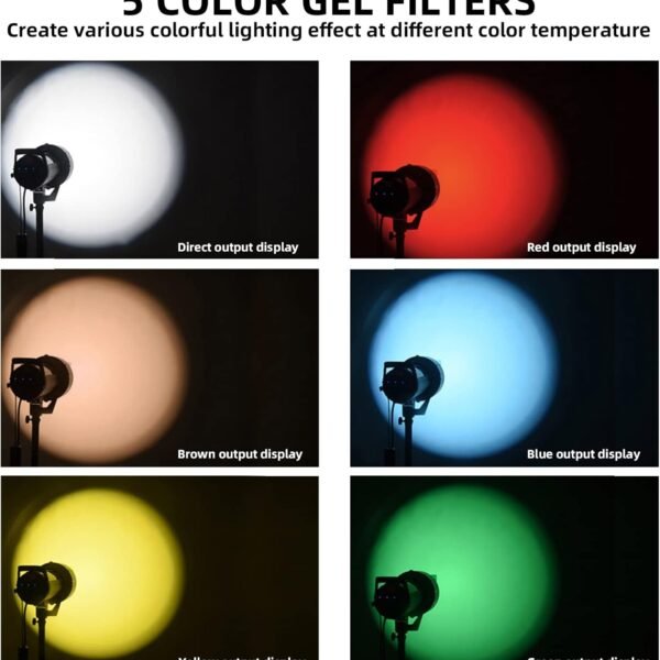 Soonpho Bowens Mount Conical Snoot kit for Flash Speedlite/Strobe Monolight/Photography LED Light,8 Color Filters and 15 Gobos Graphics Cards Included for Spotlight Effect - image 5