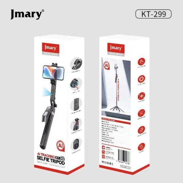 Jmary KT-299 Rotation Smart Tripods Al Face Sensor Selfie Stick Tripod Upto 1.8 Meter long 360° Horizontal - image 3