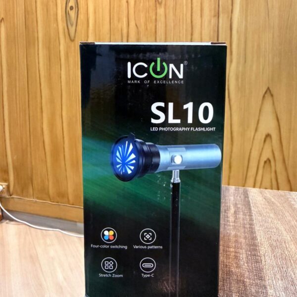 ICON SL10 Aluminum Alloy Spot Light 10W RGB Photography Flashlight with 4 Colors Gobo Filters 10W Portable LED Video Fill Light