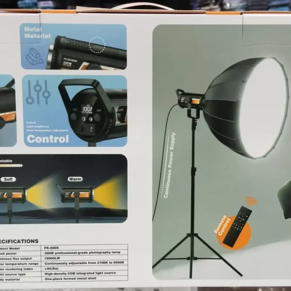 Plokama PK-600S Softbox Kit – Professional 300W LED Softbox Lighting Kit With 65cm Lantern Box And Light Stand for Photography & Video | Studio Photo Lighting Softbox with Adjustable Brightness - image 5