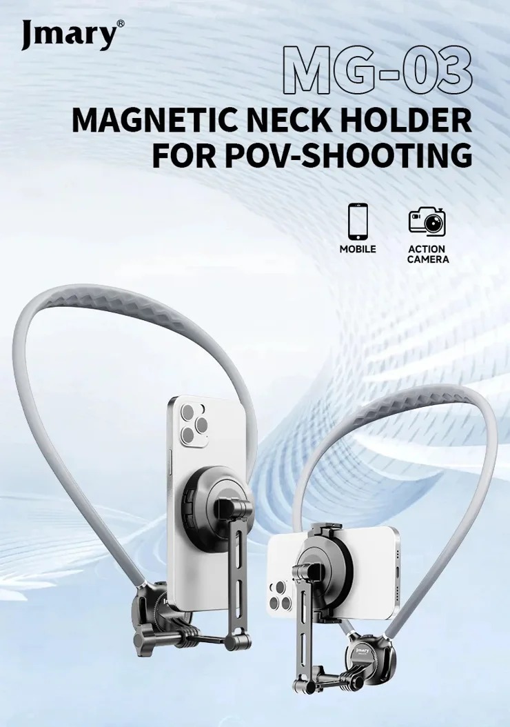 JMARY MG-03 Magnetic Neck Mount Holder for POV Shooting Multi-angle Selfie Adjustable Phone Holder for Smartphone image 3