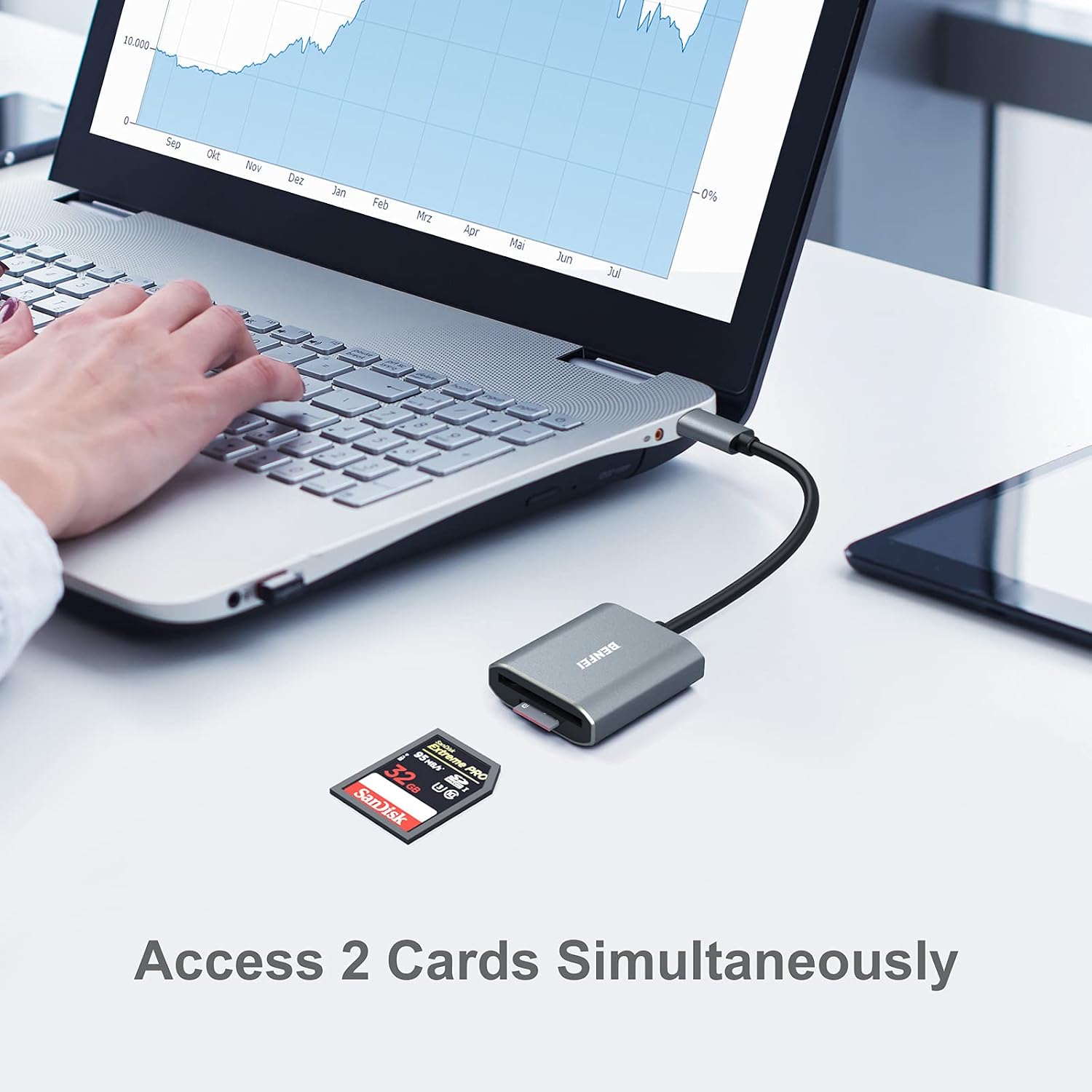 Memory Card Reader, BENFEI 2 in 1 USB-C to SD Micro SD MS CF Card Reader image 2