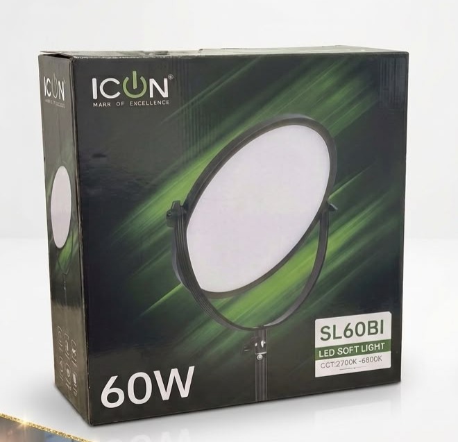 ICON SL60Bi Bi-Color 2700-6500K Flat Panel Light Video Photography Light 60W Professional Studio Strobe Lamp with  Wireless Remote image 2