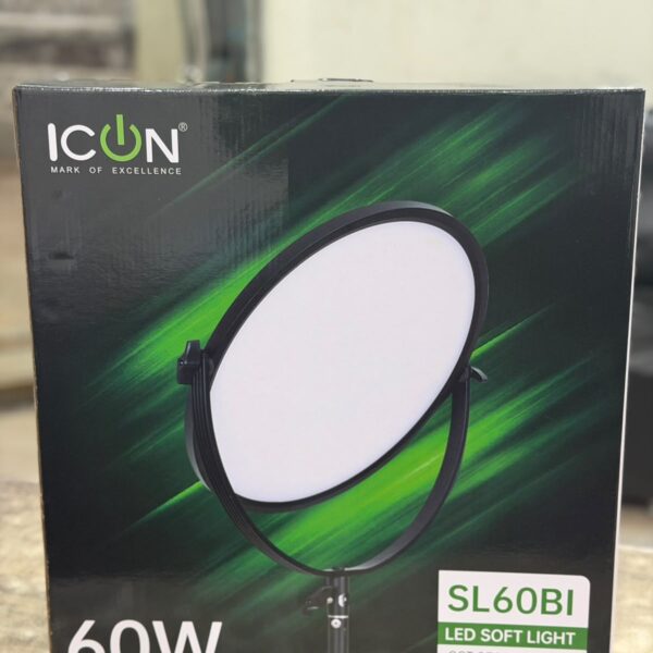 ICON SL60Bi Bi-Color 2700-6500K Flat Panel Light Video Photography Light 60W Professional Studio Strobe Lamp with Wireless Remote
