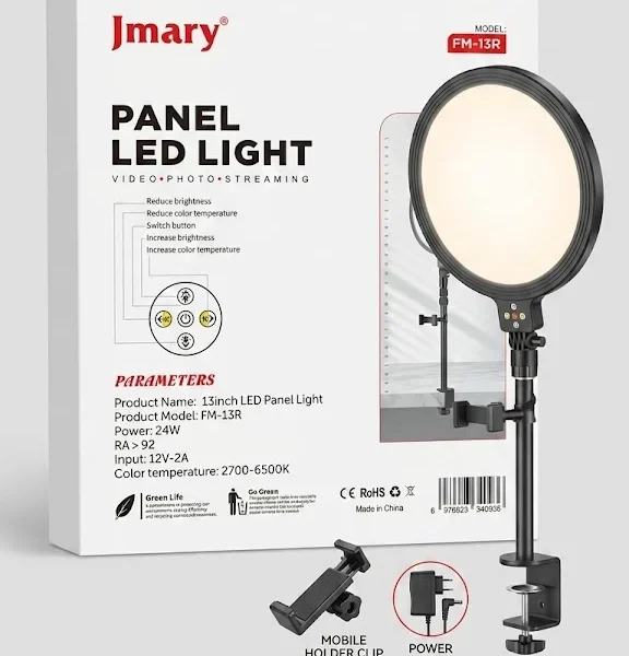 Jmary FM-13R 13-inch Panel LED Light for Video, Photography, & Streaming (24W, 2700K-6500K) - image 2