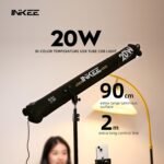 INKEE Inflatable LED Tube Light GCA20U,20W USB BI-Color Temperature Tube Lights with 2700K,4000K,5600K and 6500K 320 Full-Spectrum Lamp Beads CRI 95+ Photography Light Stick