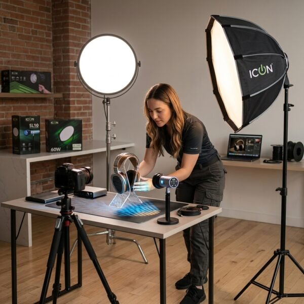 ICON Professional 3-Light Studio Setup Kit – Key Light, Fill Light &  Back Light Ideal for YouTube, TikTok, Reels, Product Photography, Interviews & Studio Videos - image 2